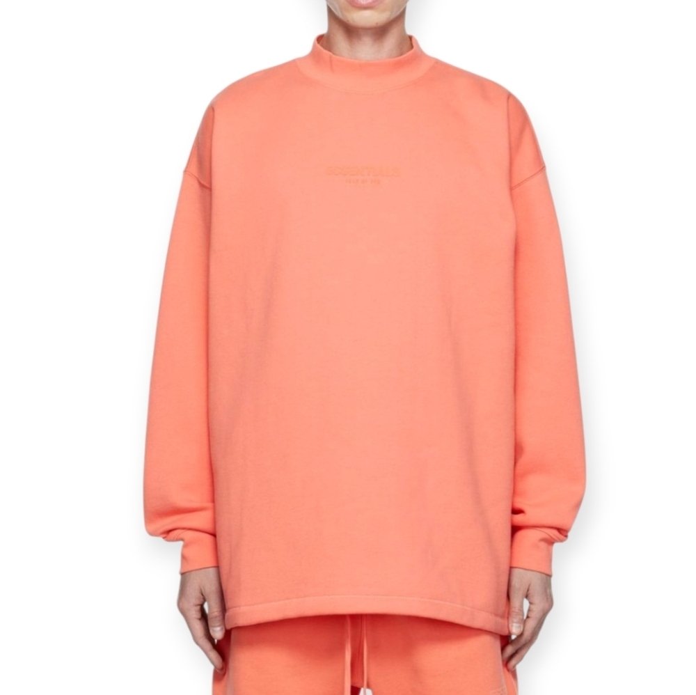 Essentials Fear Of God Men's Mock Neck Sweatshirt Coral Spellout Size Medium